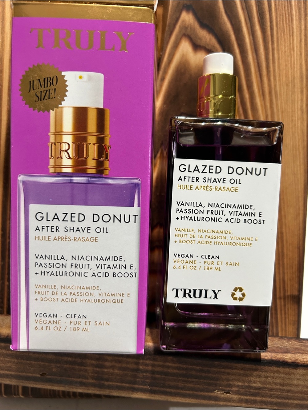 TRULY Glazed Donut After Shave Oil — Purple and Gold Bottle JUMBO